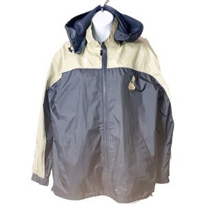 Block Island Navy Blue & Tan Rain Jacket w Hood S